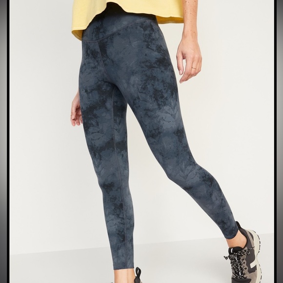 Old Navy Powerchill 7/8 Ankle Extra High Rise Gray Tie Dye NWT Leggings - Picture 3 of 5